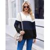 Zeagoo Women Waffle Knit Tops V Neck Long Sleeve Tunics Color Block Casual Blouse Fall Fashion 2026 Button Decor T Shirt(White/Navy Blue/Black)