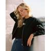 Zeagoo Women’s Bomber Jacket Casual Coat Zip Up Spring Fall Clothes with Pockets S-XXL(A-black)