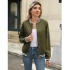 Zeagoo Women’s Bomber Jacket Casual Coat Zip Up Spring Fall Clothes with Pockets S-XXL(Army Green Stripes)