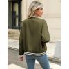 Zeagoo Women’s Bomber Jacket Casual Coat Zip Up Spring Fall Clothes with Pockets S-XXL(Army Green Stripes)