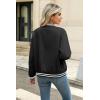 Zeagoo Women’s Bomber Jacket Casual Coat Zip Up Spring Fall Clothes with Pockets S-XXL(Black Stripes)