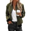 Zeagoo Women’s Bomber Jacket Casual Coat Zip Up Spring Fall Clothes with Pockets S-XXL(Green)