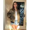 Zeagoo Women’s Bomber Jacket Casual Coat Zip Up Spring Fall Clothes with Pockets S-XXL(Green)