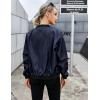 Zeagoo Women’s Bomber Jacket Casual Coat Zip Up Spring Fall Clothes with Pockets S-XXL(Navy Blue)
