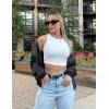 Zeagoo Women’s Bomber Jacket Casual Coat Zip Up Spring Fall Clothes with Pockets S-XXL(Satin-black)