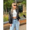 Zeagoo Women’s Bomber Jacket Casual Coat Zip Up Spring Fall Clothes with Pockets S-XXL(Satin-black)