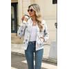 Zeagoo Women’s Bomber Jacket Casual Coat Zip Up Spring Fall Clothes with Pockets S-XXL(White Print)