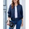 Zeagoo Women’s Bomber Jacket Casual Coat Zip Up Spring Fall Clothes with Pockets S-XXL(Z_navy Blue)