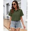 Zeagoo Womens Button Down Blouse Rolled Cuffed Short Sleeve Shirts Casual Work Blouse Summer Hawaiian Outfits(Army Green)