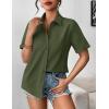 Zeagoo Womens Button Down Blouse Rolled Cuffed Short Sleeve Shirts Casual Work Blouse Summer Hawaiian Outfits(Army Green)