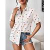 Zeagoo Womens Button Down Blouse Rolled Cuffed Short Sleeve Shirts Casual Work Blouse Summer Hawaiian Outfits(Ax25)