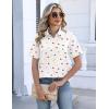 Zeagoo Womens Button Down Blouse Rolled Cuffed Short Sleeve Shirts Casual Work Blouse Summer Hawaiian Outfits(Ax25)