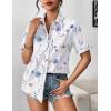 Zeagoo Womens Button Down Blouse Rolled Cuffed Short Sleeve Shirts Casual Work Blouse Summer Hawaiian Outfits(Bf112)