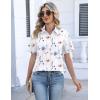 Zeagoo Womens Button Down Blouse Rolled Cuffed Short Sleeve Shirts Casual Work Blouse Summer Hawaiian Outfits(Bf112)