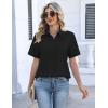 Zeagoo Womens Button Down Blouse Rolled Cuffed Short Sleeve Shirts Casual Work Blouse Summer Hawaiian Outfits(Black)