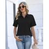 Zeagoo Womens Button Down Blouse Rolled Cuffed Short Sleeve Shirts Casual Work Blouse Summer Hawaiian Outfits(Black)