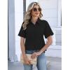 Zeagoo Womens Button Down Blouse Rolled Cuffed Short Sleeve Shirts Casual Work Blouse Summer Hawaiian Outfits(Black)