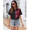 Zeagoo Womens Button Down Blouse Rolled Cuffed Short Sleeve Shirts Casual Work Blouse Summer Hawaiian Outfits(Cx256)