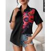 Zeagoo Womens Button Down Blouse Rolled Cuffed Short Sleeve Shirts Casual Work Blouse Summer Hawaiian Outfits(Cx256)