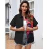 Zeagoo Womens Button Down Blouse Rolled Cuffed Short Sleeve Shirts Casual Work Blouse Summer Hawaiian Outfits(Cx256)