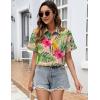 Zeagoo Womens Button Down Blouse Rolled Cuffed Short Sleeve Shirts Casual Work Blouse Summer Hawaiian Outfits(Hp28)