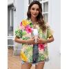 Zeagoo Womens Button Down Blouse Rolled Cuffed Short Sleeve Shirts Casual Work Blouse Summer Hawaiian Outfits(Hp28)