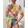 Zeagoo Womens Button Down Blouse Rolled Cuffed Short Sleeve Shirts Casual Work Blouse Summer Hawaiian Outfits(Hp28)