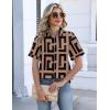 Zeagoo Womens Button Down Blouse Rolled Cuffed Short Sleeve Shirts Casual Work Blouse Summer Hawaiian Outfits(Jh308)