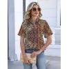 Zeagoo Womens Button Down Blouse Rolled Cuffed Short Sleeve Shirts Casual Work Blouse Summer Hawaiian Outfits(Mz721)