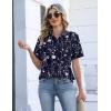 Zeagoo Womens Button Down Blouse Rolled Cuffed Short Sleeve Shirts Casual Work Blouse Summer Hawaiian Outfits(Sf180)