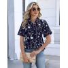 Zeagoo Womens Button Down Blouse Rolled Cuffed Short Sleeve Shirts Casual Work Blouse Summer Hawaiian Outfits(Sf180)