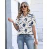 Zeagoo Womens Button Down Blouse Rolled Cuffed Short Sleeve Shirts Casual Work Blouse Summer Hawaiian Outfits(Sf198)