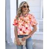 Zeagoo Womens Button Down Blouse Rolled Cuffed Short Sleeve Shirts Casual Work Blouse Summer Hawaiian Outfits(Wf97)