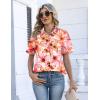 Zeagoo Womens Button Down Blouse Rolled Cuffed Short Sleeve Shirts Casual Work Blouse Summer Hawaiian Outfits(Wf97)
