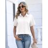 Zeagoo Womens Button Down Blouse Rolled Cuffed Short Sleeve Shirts Casual Work Blouse Summer Hawaiian Outfits(White)