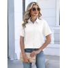 Zeagoo Womens Button Down Blouse Rolled Cuffed Short Sleeve Shirts Casual Work Blouse Summer Hawaiian Outfits(White)