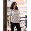 Zeagoo Womens Button Down Blouse Rolled Cuffed Short Sleeve Shirts Casual Work Blouse Summer Hawaiian Outfits(Xh216)