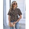 Zeagoo Womens Button Down Blouse Rolled Cuffed Short Sleeve Shirts Casual Work Blouse Summer Hawaiian Outfits(Xh532)
