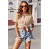 Zeagoo Womens Button Down Shirts Casual Short Sleeve Dress Shirt Textured Collared Summer Clothes Work Blouse(Apricot)