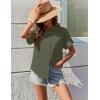 Zeagoo Womens Button Down Shirts Casual Short Sleeve Dress Shirt Textured Collared Summer Clothes Work Blouse(Army Green)