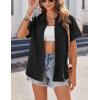 Zeagoo Womens Button Down Shirts Casual Short Sleeve Dress Shirt Textured Collared Summer Clothes Work Blouse(Black)