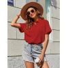 Zeagoo Womens Button Down Shirts Casual Short Sleeve Dress Shirt Textured Collared Summer Clothes Work Blouse(Bright Red)