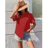 Zeagoo Womens Button Down Shirts Casual Short Sleeve Dress Shirt Textured Collared Summer Clothes Work Blouse(Bright Red)