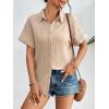 Zeagoo Womens Button Down Shirts Casual Short Sleeve Dress Shirt Textured Collared Summer Clothes Work Blouse(Champagne)