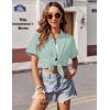 Zeagoo Womens Button Down Shirts Casual Short Sleeve Dress Shirt Textured Collared Summer Clothes Work Blouse(Cool Mint Green)