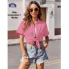 Zeagoo Womens Button Down Shirts Casual Short Sleeve Dress Shirt Textured Collared Summer Clothes Work Blouse(Coral)