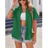Zeagoo Womens Button Down Shirts Casual Short Sleeve Dress Shirt Textured Collared Summer Clothes Work Blouse(Evergreen)