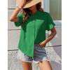 Zeagoo Womens Button Down Shirts Casual Short Sleeve Dress Shirt Textured Collared Summer Clothes Work Blouse(Evergreen)