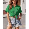 Zeagoo Womens Button Down Shirts Casual Short Sleeve Dress Shirt Textured Collared Summer Clothes Work Blouse(Evergreen)