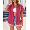 Zeagoo Womens Button Down Shirts Casual Short Sleeve Dress Shirt Textured Collared Summer Clothes Work Blouse(Hot Pink)